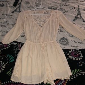 Cream Lace Back Hollister Romper